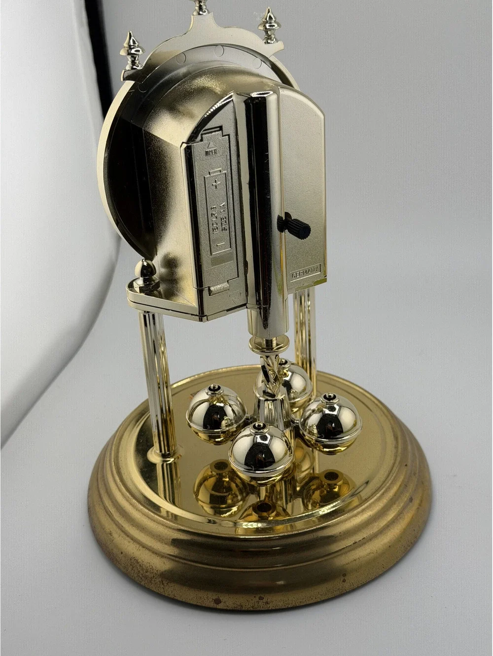 VTG Linden Quartz Anniversary Clock W. Germany Glass Dome Working